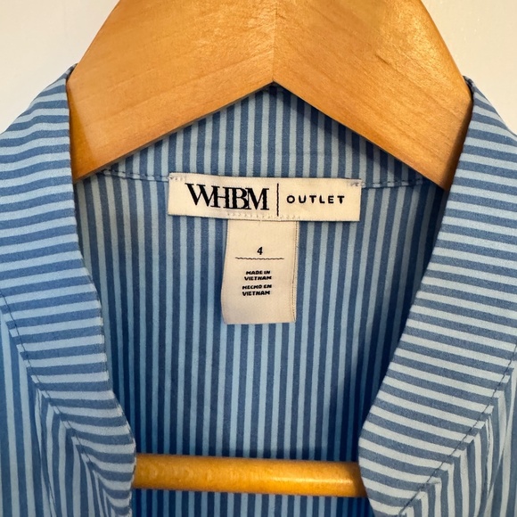 White House Black Market (WHBM) Seersucker Utility Midi Dress, BLUE/WHITE, SZ 4 - Picture 3 of 10